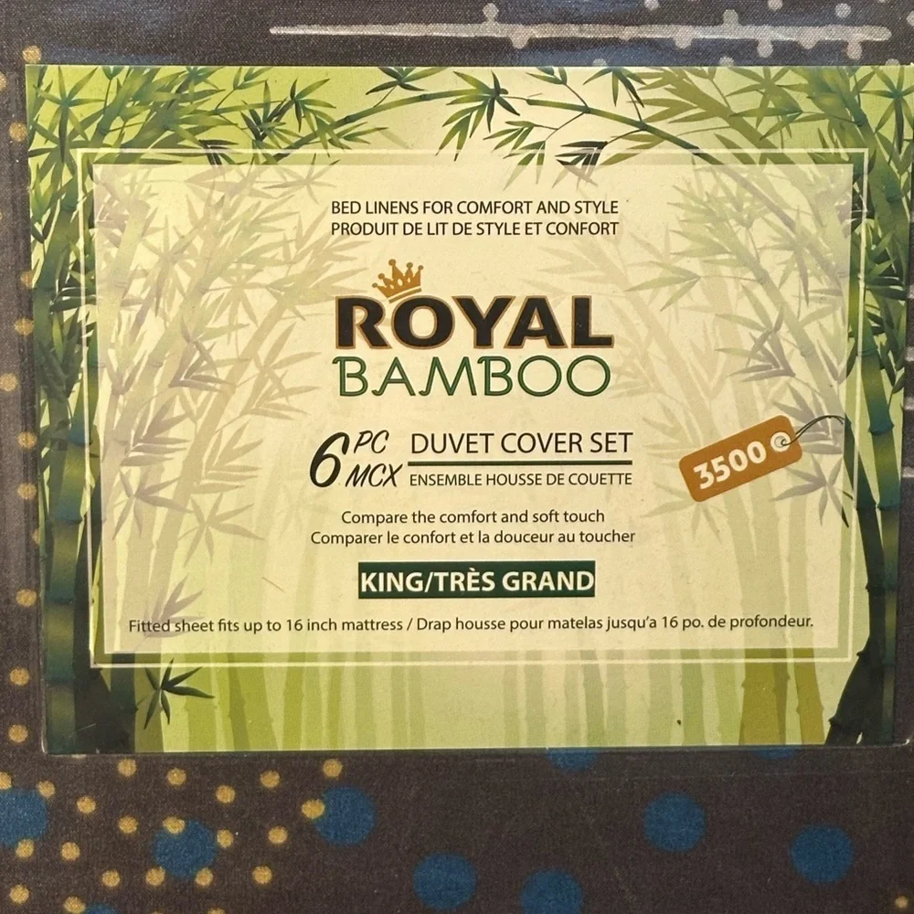 Royal Bamboo Duvet Cover Set 6 pc blue and purple print